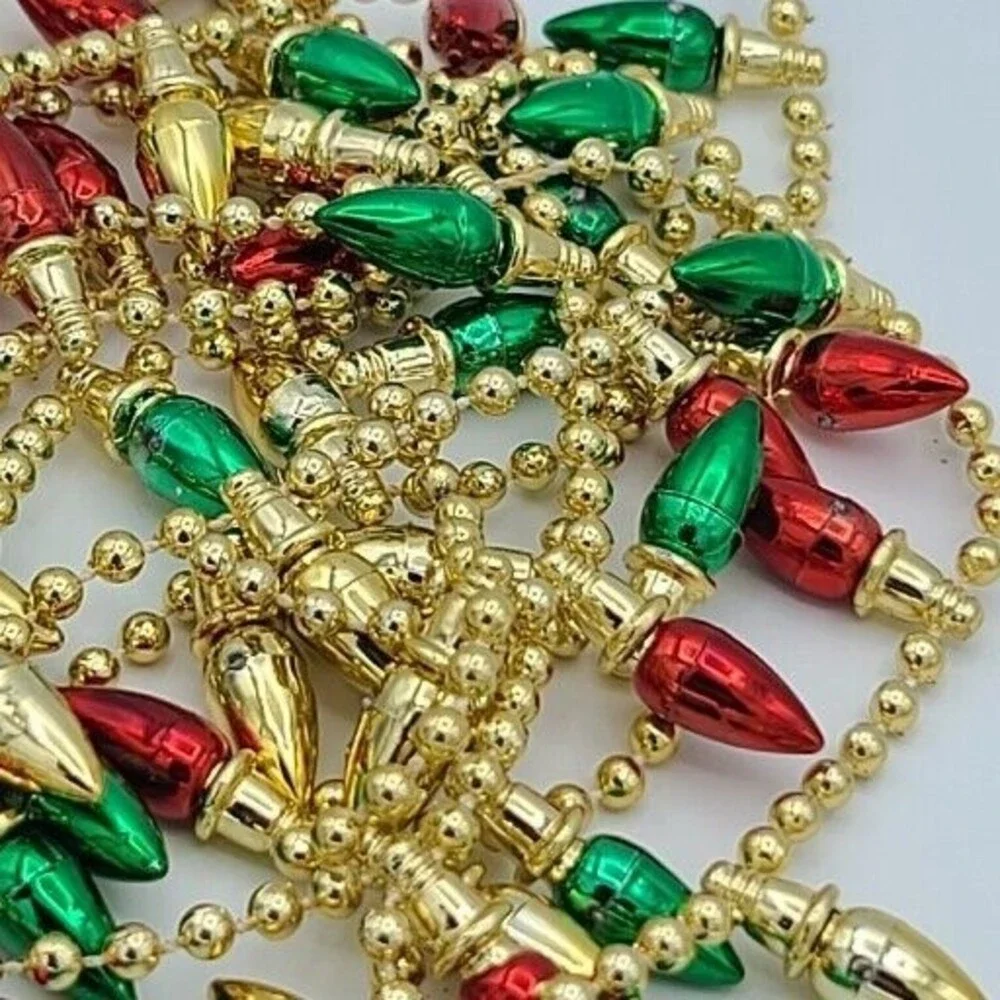 Mini Bulb Light String Christmas Garland Red Green Gold Set Of 2